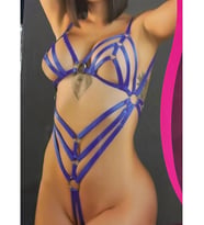 Kadın Mavi Ayarlanabilir Şeritli Fantazi Body Harness - Vücut Aksesuarı