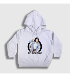 Presmono Unisex Çocuk Beyaz Uptown Funk Müzik Bruno Mars Kapüşonlu Sweatshirt 477972tt