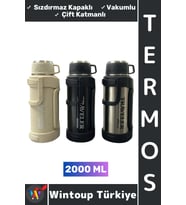 #Termos Gündelik Ofis Kamp Outdoor Piknik Sızdırmaz Kapaklı Çift Katmanlı Vakumlu Mug Termos 2000 ML
