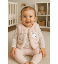 KIZ BEBEK EKSTRA YUMUŞAK PELUŞ HIRKALI LÜKS 3 LÜ SET %100 PAMUK (Pudra Pembe)