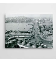 İstanbul Haliç Siyah Beyaz Kanvas Tablo