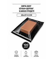 Northcity Orta Boy Siyah Şeffaf Kargo Poşeti 30x37+5 Cm 100 Adet – Profesyonel E-Ticaret Paketleme