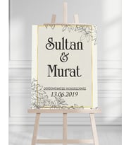 Söz Nişan Düğün İçin 50x70 Karşılama Panosu - Pastel Çiçek Temalı