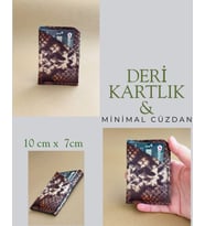 Hakiki Deri Minimal Avuçiçi Yılan Desen Tasarım Erkek Cüzdan Kartlık DRC-21