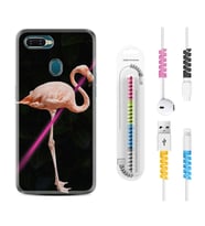 Oppo A5S A15 A16 A54 A55 A73 A74 Kılıf Kablo Koruma Spiral Silikon Line Filamingo 1776