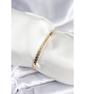 Pirinç Gold Renk Yassı Zincir Model Kadın Bileklik 5886 - EEEEEE2664-9458