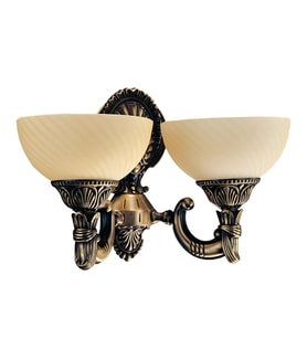 Avize Çarşısı, Omega 2li Ananas Renkli Cam Başlıklı, Eskitme Antik Renk Metal Gövde, Aplik, BS.3035-52-29A