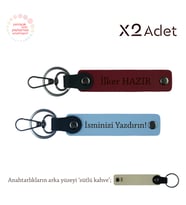 Kurumsal Yılbaşı Hediyesi,Kişisel İsimli 2’li Anahtarlık Takımı, Gök Mavi-Bordo-Sütlü Kahve