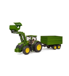 1:16 model John Deere 7R 350 Kepçeli Traktör Ve Römork inşaat aracı Seti (Çok Renkli)