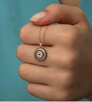 925 Ayar Gümüş Rose Kaplama Nazar Kolye