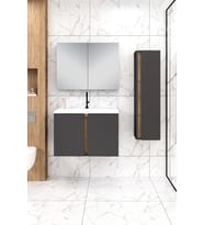 %100 Mdf 80 cm Lavina Banyo Dolabı + 30 cm Lavina Boy Dolabı