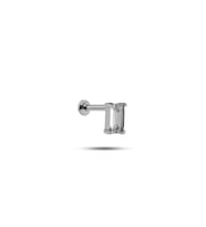 925 Ayar Gümüş Rodyumlu Minimal Baget Tek Taş Tragus Piercing Küpe