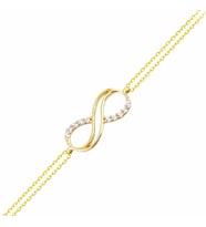 Altın Zincir Sonsuzluk Bileklik 14K Gold  Taşlı (Çok Renkli)