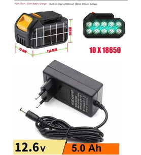 Lexroo Şarjlı Matkap Için Şarj Adaptörü 12 Volt 14V 18V 20V 48V 58V Li-On Pil Şarj 5.0 Mh Üniversal