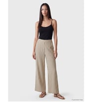 LCW EVERYDAY Ekru Beli Lastikli Çizgili Kadın Pantolon