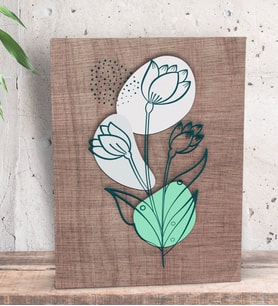 BK Gift Minimal Çiçekler Tasarımlı Dekoratif Mini Kanvas Tablo 15x20cm-2