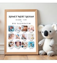 Çocuk Kalbi Atölyesi - Bebek 1 Yaş Anı Tablosu, 1 Yaşındayım Bebek Tablosu, Bebek 1 Yaş Hediyesi