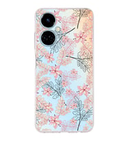 PrintiFy Tecno Camon 19 Uyumlu Kamera Korumalı Floral Kırmızı Tasarımlı Şeffaf Silikon Kılıf