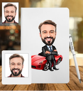 Kişiye Özel Araba Tasarımlı Karikatür Deri Defter & Metal Tükenmez Kalem + Ahşap Çerçeve hediye 46