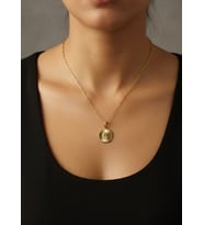 Çelik Gold Madalyon C Harf Kolye - 25-clkk212