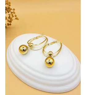 Sphere İkili Halka Hafif Gold Küpe