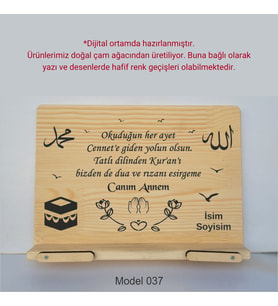 Münzevi Masaüstü Ahşap Rahle/Tablet/Kitap Tutucu--CANIM ANNEM--Model037