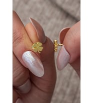 925 Ayar Gümüş Minimal Gold Kaplama Yonca Küpe