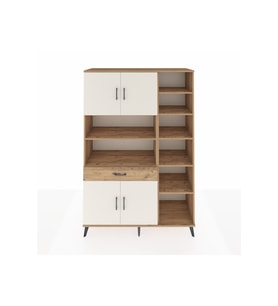Hyperion Dolap 10 Raflı Tek Çekmeceli 4 Kapaklı 132x44x195 Çam-Aytaşı/Çam