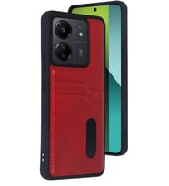 Redmi 13C Kılıf Sara Kartvizitli Deri Kılıf - Kırmızı