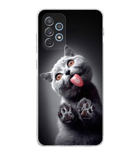 PrintiFy Samsung Galaxy A33 ile Uyumlu Kedi 2 Kamera Korumalı Şeffaf Kılıf