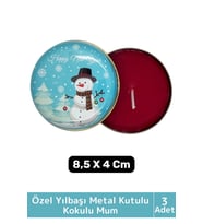 Luxery Yeni Yıl Parti New Year Yılbaşı Özel Metal Kutulu 8,5X4Cm Aromalı Kokulu Dekoratif Mum 3 Adet