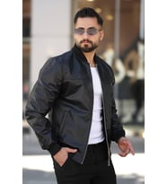 ERKEK PREMİUM BOMBER DERİ CEKET (Siyah Deri)