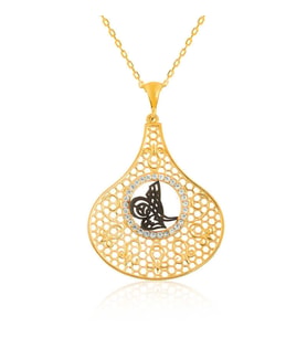 Gümüş Gold Tuğra Bayan Kolye