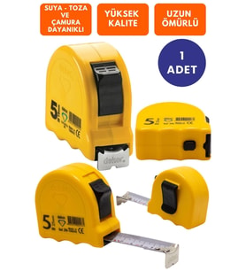 Hassan Dekor 5m Şerit Metre, 25mm Ölçü, Pratik ve Dayanıklı Tasarım