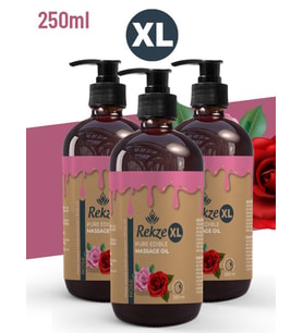 Rekze 3 Adet Gül Aromalı Büyük Boy Masaj Yağı – 250 ml  Yenilebilir, Aromaterapi Etkili