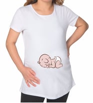 BK Gift Bebek Tasarımlı Beyaz Hamile Tişört-1