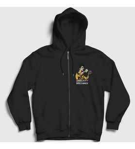 Presmono Unisex Siyah Brilliance Bruce Lee Fermuarlı Kapüşonlu Sweatshirt 256697tt
