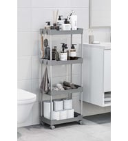Gri 4 Katlı Tekerlekli Düzenleyici Mutfak ve Banyo Rafı Vesken