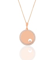 Söğütlü Silver Gümüş rose zirkon tek taşlı yuvarlak kolye