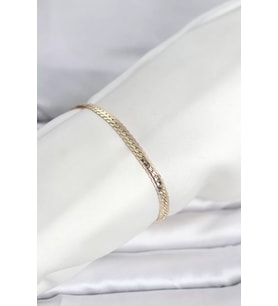 CM 14K Gold Renk Lazerli Yassı Zincir Model Kadın Bileklik - TJ-BB8295