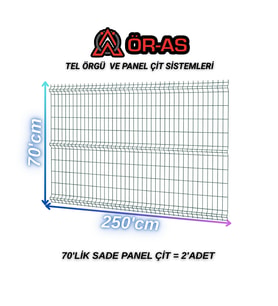 Yeşil Bahçe Teli Panel Çit 70 cm x 250 cm = 2-Adet (Y.Yeşil)