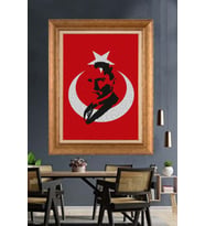 Altın Varaklı Çerçeveli Paspartulu Atatürk Tablo nh319 (Gold)