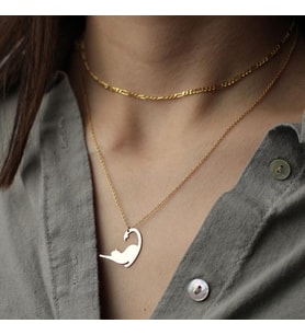 Kişiye Özel Kedi Silüet Kolye 925K Gümüş (Gold)