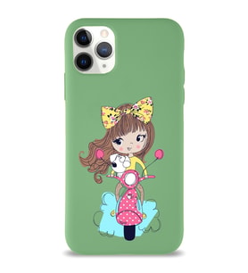 Apple iPhone 11 Pro Max Uyumlu Lansman Kılıf Vespagirl Tasarımlı Altı Kapalı İçi Kadife Kaplı  Kapak (Şeffaf)