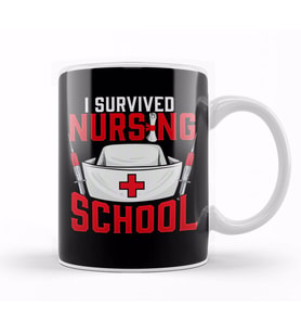 Cute I Survived Nursing School RN Graduation Kupa Bardak Porselen
