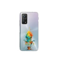 Xiaomi Mi 10 T ile uyumlu Splash ahtapot tasarımlı şeffaf silikon kılıf