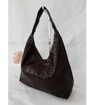 Örgü Deri Omuz Çantası Hobo Çanta – Omuz Askılı, Yumuşak Deri, Günlük & Şık Spacious Shoulder Bag (Acı Kahve)
