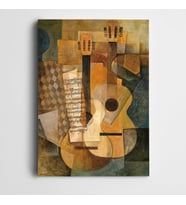 Gitarlar Ve Notalar Dekoratif Kanvas Tablo