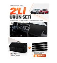 e-biz RENAULT MEGANE 2 KÜÇÜK EKRANLI (2002-2009) Uyumlu Torpido + Tay Tüyü Çanta - Siyah - RE039