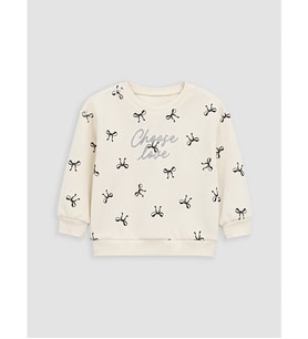 LCW Kids Ekru Fiyonk Baskılı Kız Çocuk Kalın Sweatshirt